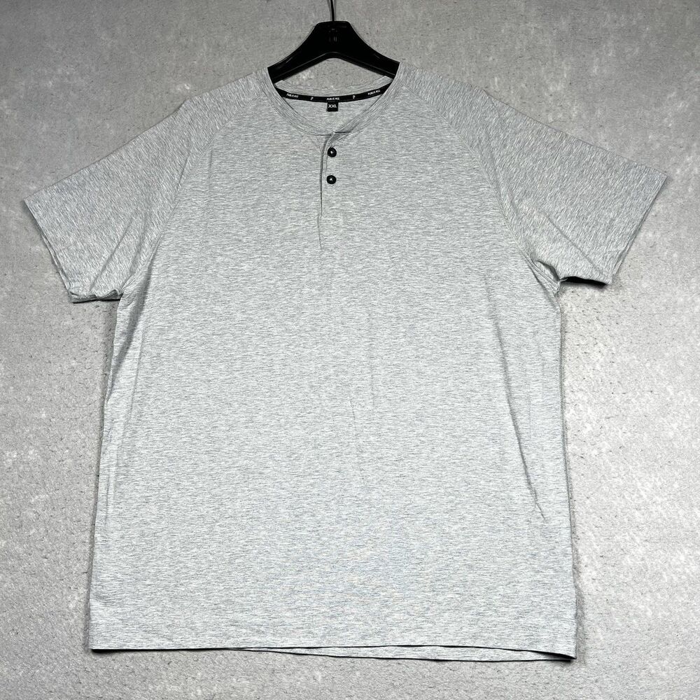 Public Rec Shirt Mens XXL Gray Henley Stretch Tee Short Sleeve Casual Preppy
